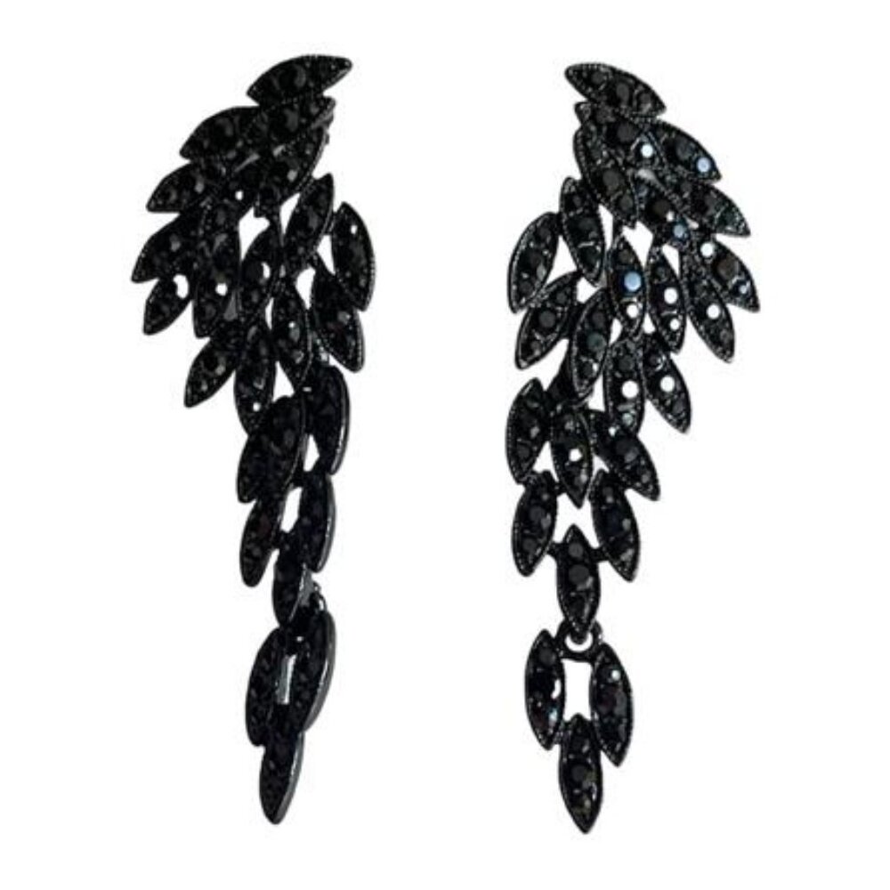 Black earrings, Black dangle earrings, prom earrings, statement bridal jewelry